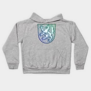 Low Poly Coat of Arms Gradient Green to Blue Kids Hoodie